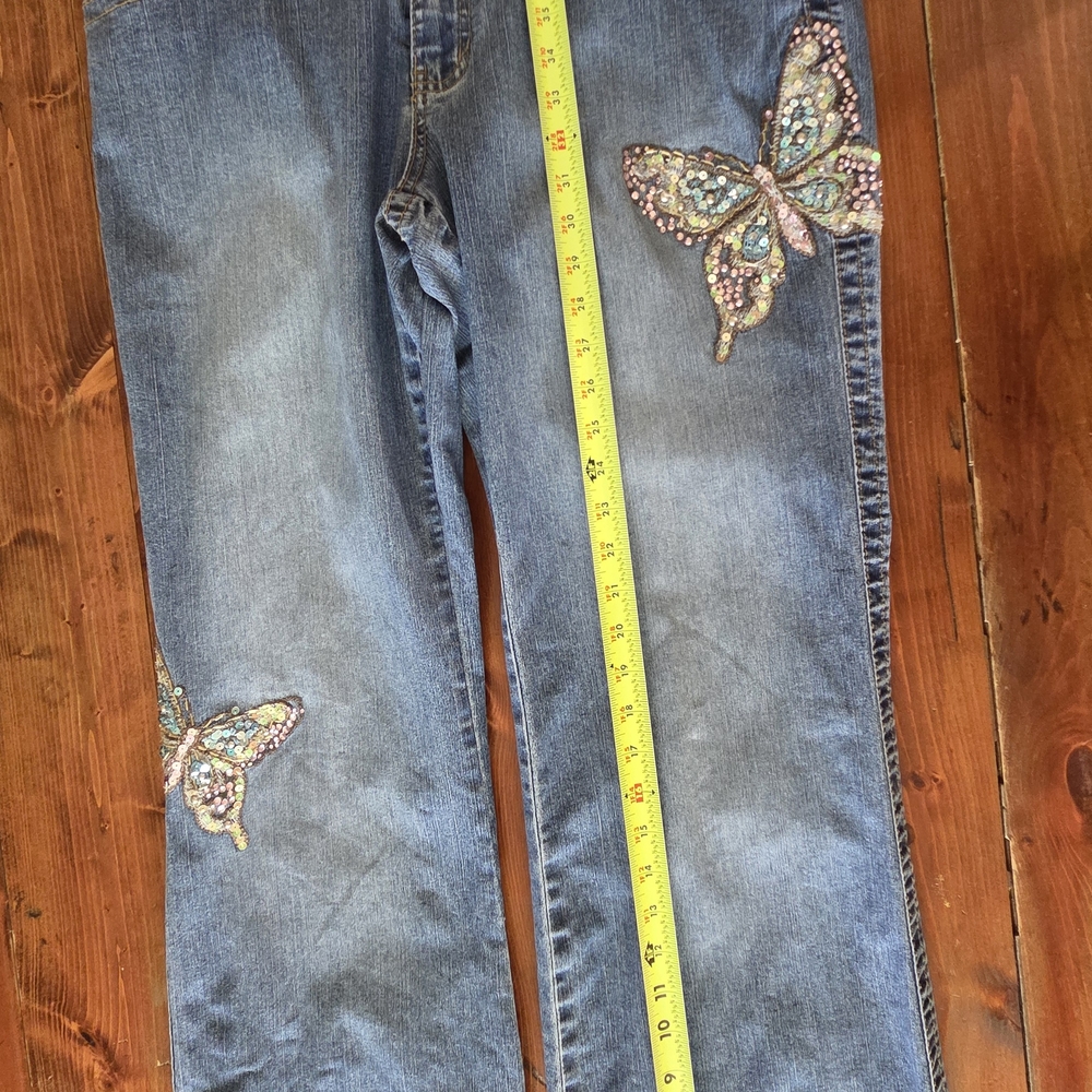 Angels Blue Boot Cut Jeans with Butterfly Embellishments